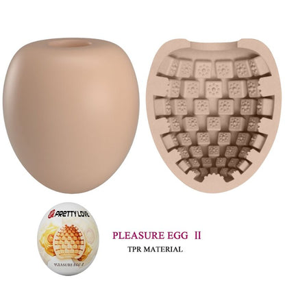 Masturbador masculino en forma de huevo natural de la marca Pretty Love Flirtation, con textura realista para placer personal.