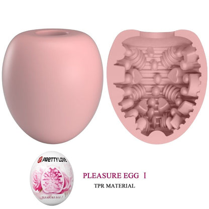 Masturbador masculino Pretty Love Flirtation Huevo Rosa, con textura realista y diseño compacto para placer personal.