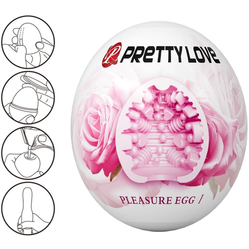 Masturbador masculino Pretty Love Flirtation Huevo Rosa, con textura suave y diseño compacto para mayor comodidad y placer.