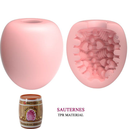 Masturbador masculino Pretty Love Flirtation en forma de huevo rosa, modelo 2, con textura interna realista y diseño compacto.
