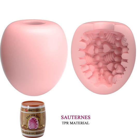 Masturbador masculino Pretty Love Flirtation en forma de huevo rosa, modelo 2, con textura interna realista y diseño compacto.