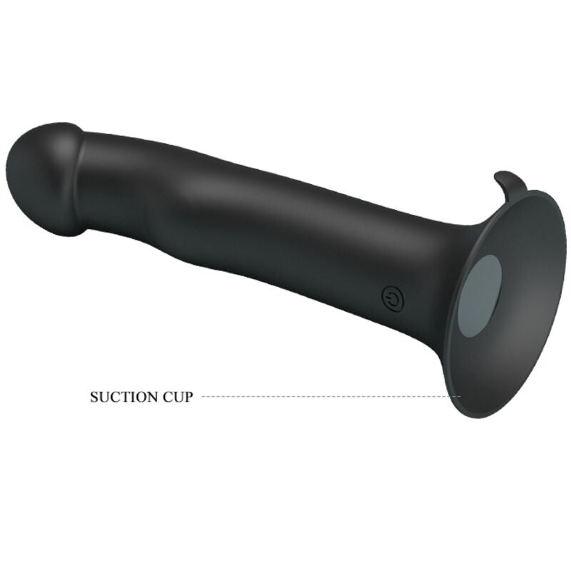 Vibrador y succionador de clítoris negro de la marca Pretty Love Flirtation, con diseño elegante y funciones de estimulación.