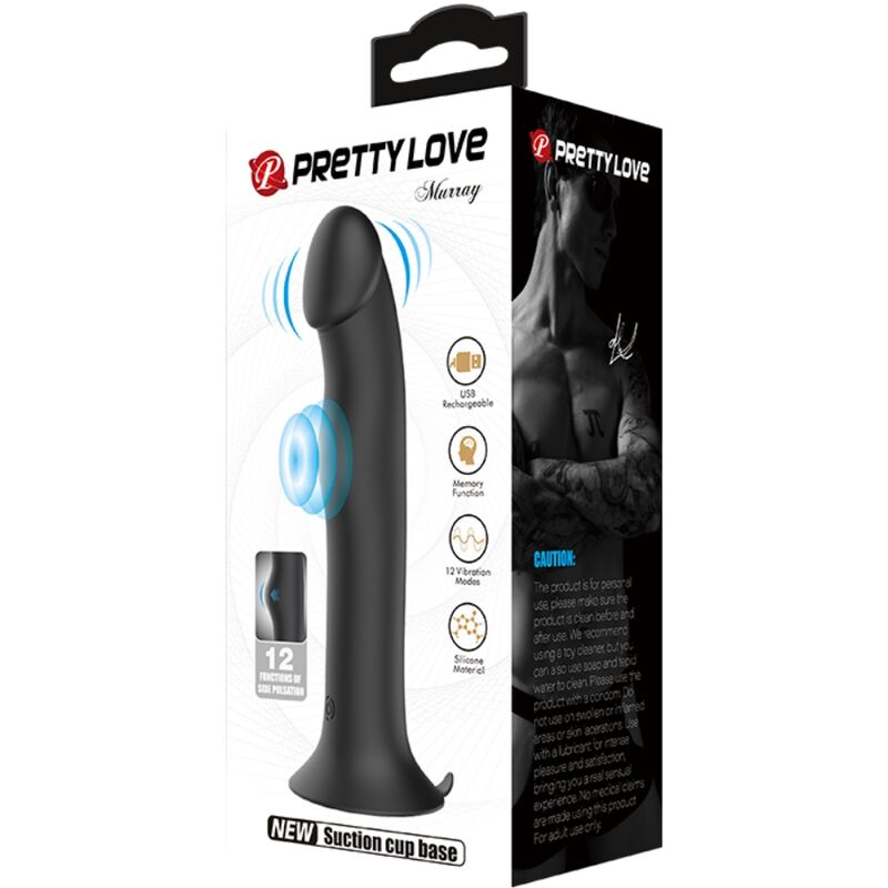 Vibrador y succionador de clítoris negro de la marca Pretty Love Flirtation, con diseño elegante y funciones variadas.