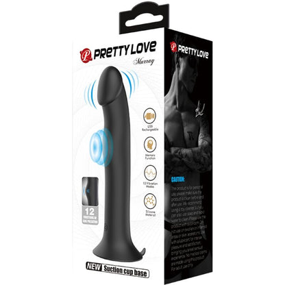 Vibrador y succionador de clítoris negro de la marca Pretty Love Flirtation, con diseño elegante y funciones variadas.