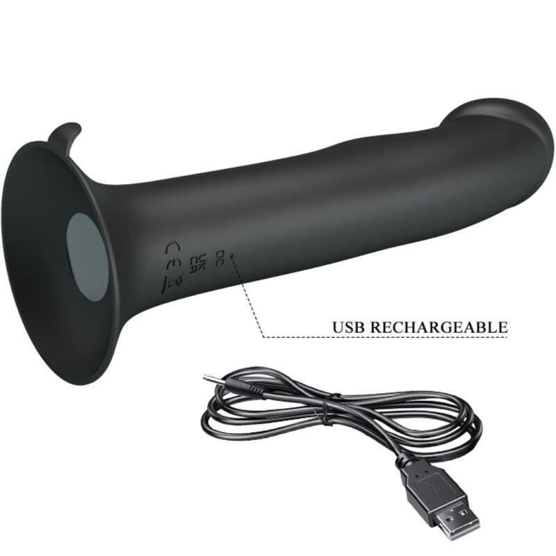 Vibrador y succionador de clítoris negro de la marca PRETTY LOVE FLIRTATION, con diseño elegante y funcional.