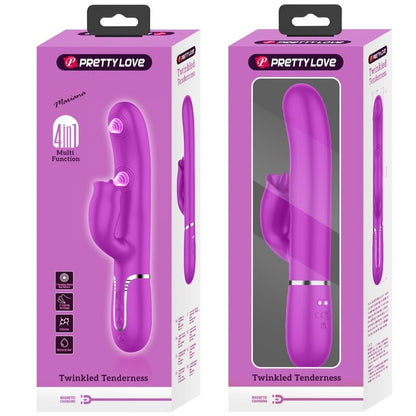 Vibrador rabbit Pretty Love Flirtation de color fucsia con función de licking, diseñado para placer femenino.