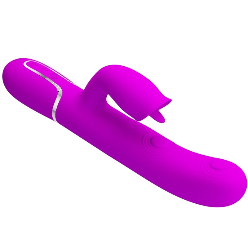 Vibrador rabbit Pretty Love Flirtation de color fucsia con función de licking, diseñado para placer íntimo y estimulación.