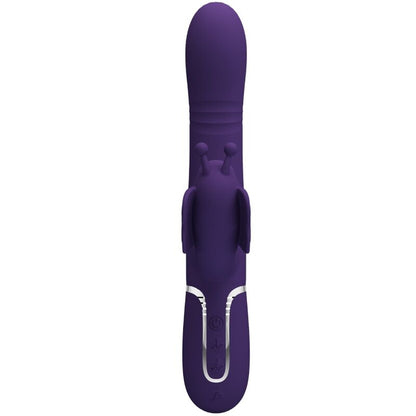 Vibrador rabbit multifunción 4 en 1 de Pretty Love Flirtation en color morado, con diseño de mariposa y funciones variadas.
