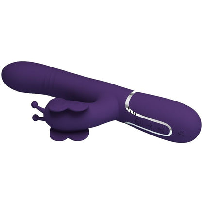 Vibrador rabbit multifunción 4 en 1 de color morado de la marca PRETTY LOVE FLIRTATION, con forma de mariposa.
