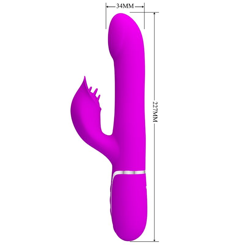 Vibrador rabbit con perlas y color violeta de la marca Pretty Love Flirtation, diseñado para estimulación dual.