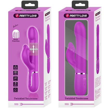 Vibrador rabbit Pretty Love Flirtation con perlas violetas, diseño ergonómico y estimulador para parejas y uso personal.