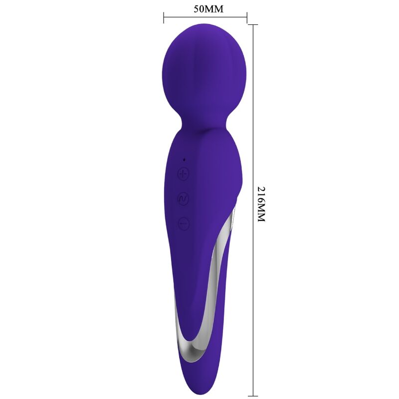 Vibrador wand violeta de la marca Pretty Love Flirtation, diseño compacto y ergonómico para uso íntimo.