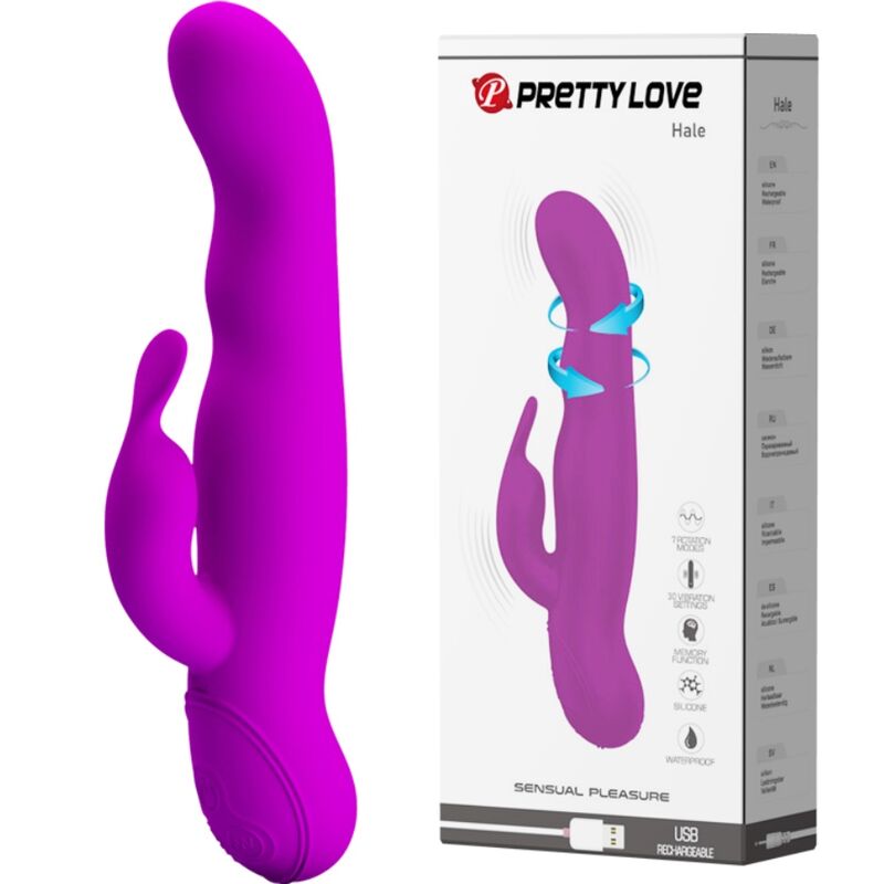 Purple PRETTY LOVE HIGH GRADE Hale Rotador, featuring a sleek design and multiple rotating pleasure functions.