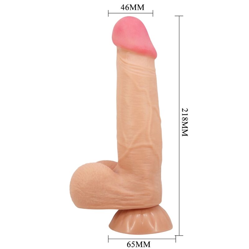 Dildo realístico con ventosa de la serie Sliding Skin de PRETTY LOVE, control remoto, piel deslizante, 21.8 cm, high grade.