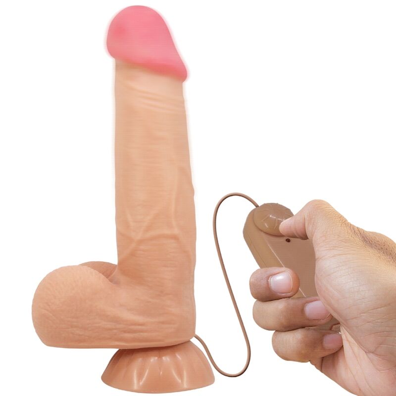 Dildo realista con ventosa de la serie Sliding Skin de PRETTY LOVE, control remoto, piel deslizante, 21.8 cm, alta calidad.