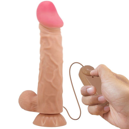 PRETTY LOVE - SLIDING SKIN SÈRIES DILDO REALÍSTIC AMB VENTOSA PELL LLIÇANT CONTROL REMOT NATURAL 24 CM