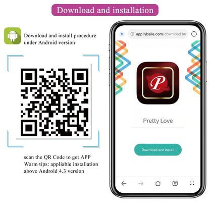 Vibrador Catalina de Pretty Love LED con control remoto y luz lila, diseñado para placer con tecnología app.
