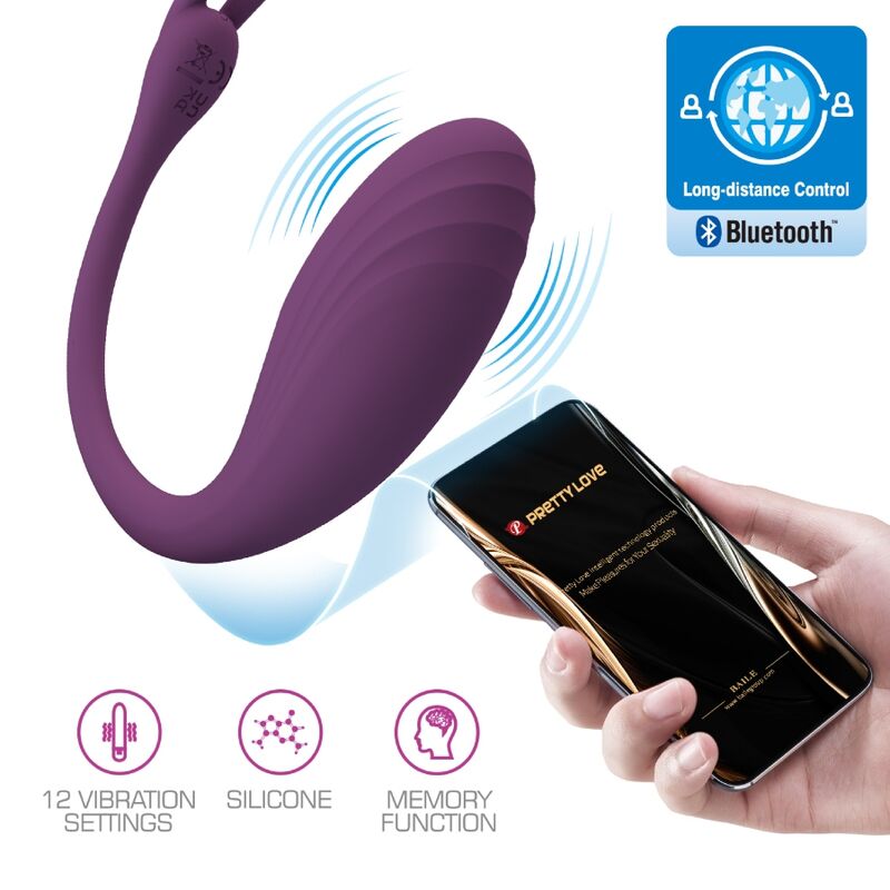 Vibrador Catalina de Pretty Love LED en color lila con control remoto y función app, diseñado para placer y comodidad.