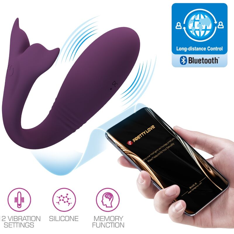 Vibrador PRETTY LOVE Jayleen con control remoto y función app, color lila, para uso íntimo y placer personal.