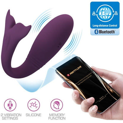 Vibrador PRETTY LOVE Jayleen con control remoto y función app, color lila, para uso íntimo y placer personal.