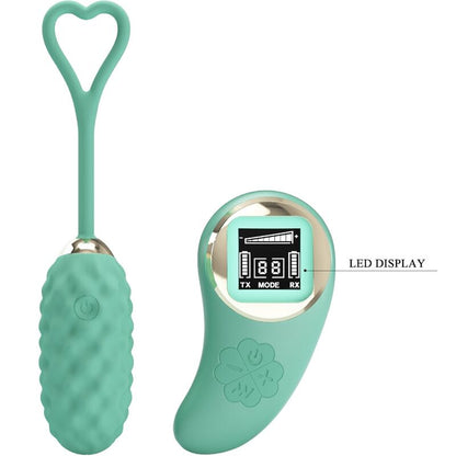 Vibrador de huevo control remoto Pretty Love Vivian LED en color verde, con diseño compacto y funcionalidad inalámbrica.