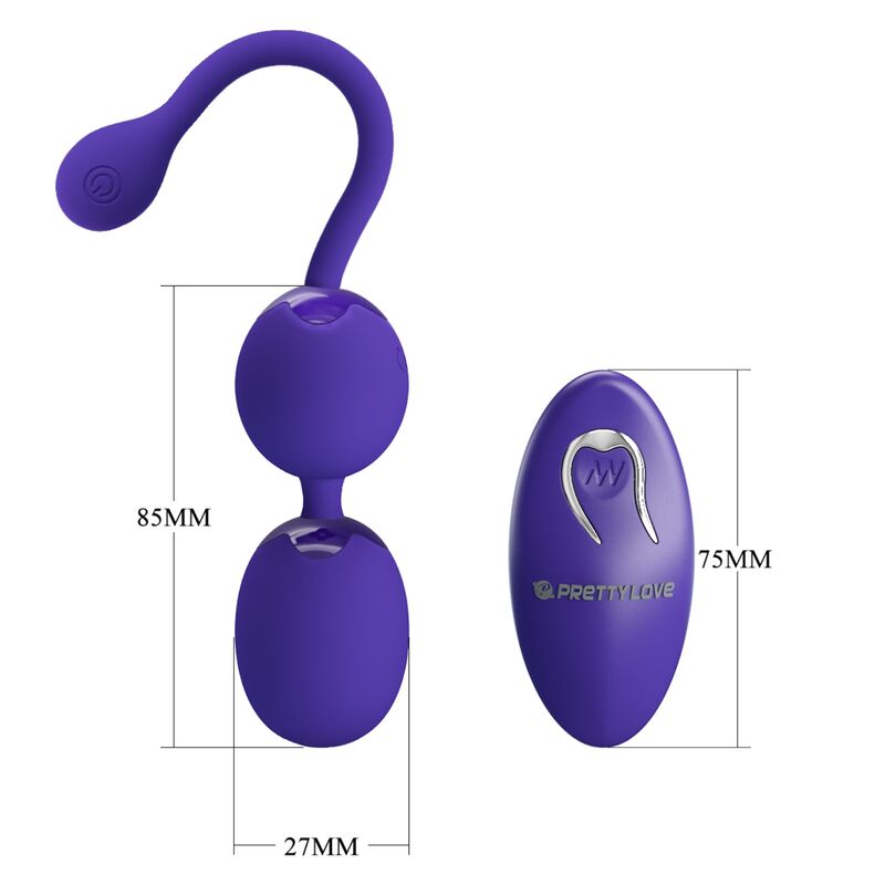 Bolas chinas control remoto y vibración de color violeta de la marca PRETTY LOVE LED, con diseño moderno y compacto.
