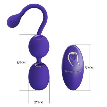 Bolas chinas control remoto y vibración de color violeta de la marca PRETTY LOVE LED, con diseño moderno y compacto.
