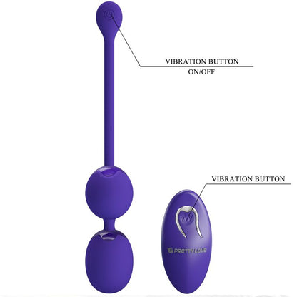 Bolas chinas control remoto y vibración Pretty Love Willie Youth en color violeta con luces LED, diseño compacto y elegante.