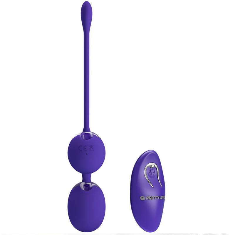 Bolas de control remoto y vibración PRETTY LOVE Willie Youth en color violeta, con LED y diseño ergonómico.