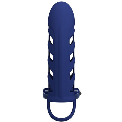 Anillo vibrador de silicona azul de la marca PRETTY LOVE MALE, con funda de silicona y diseño ergonómico.