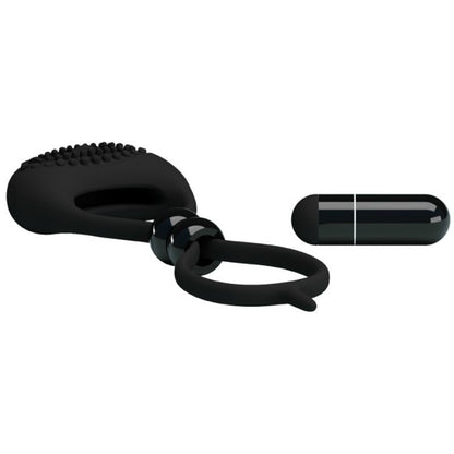 Anillo doble para pene y testículos de la marca Pretty Love Male, diseñado para estimular y sujetar durante el uso.