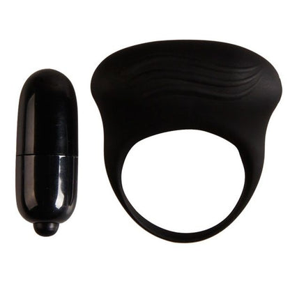 Anillo vibrador negro de la marca PRETTY LOVE MALE, con diseño ergonómico y textura suave para placer y estimulación.