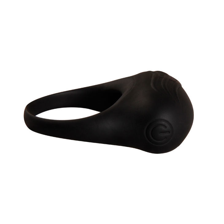 Anillo vibrador negro Pretty Love Bertram de la marca Pretty Love Male, muestra el producto en primer plano sobre fondo neutro.