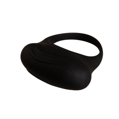 Anillo vibrador negro de la marca Pretty Love Male, diseñado para estimulación y placer masculino, en un fondo neutro.