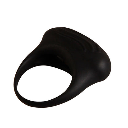 Anillo vibrador negro de la marca PRETTY LOVE MALE, diseño ergonómico y compacto para placer íntimo masculino.
