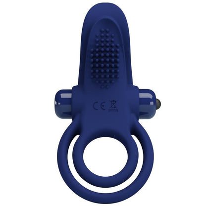 Anillo doble con vibración azul de la marca PRETTY LOVE MALE, diseñado para placer y estimulación íntima masculina.