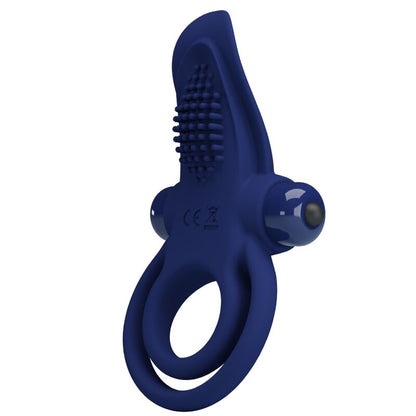 Anillo doble vibrador azul de la marca PRETTY LOVE MALE, con diseño ergonómico y control de vibraciones.