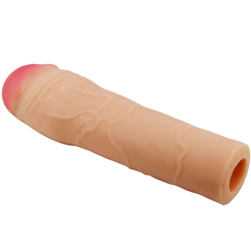 Funda de pene extensora natural de la marca PRETTY LOVE MALE, diseñada para mayor tamaño y comodidad.