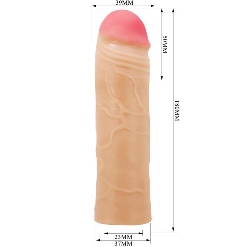 Funda de pene extensora natural Pretty Love Male, diseñada para aumentar tamaño y mejorar la apariencia del pene.