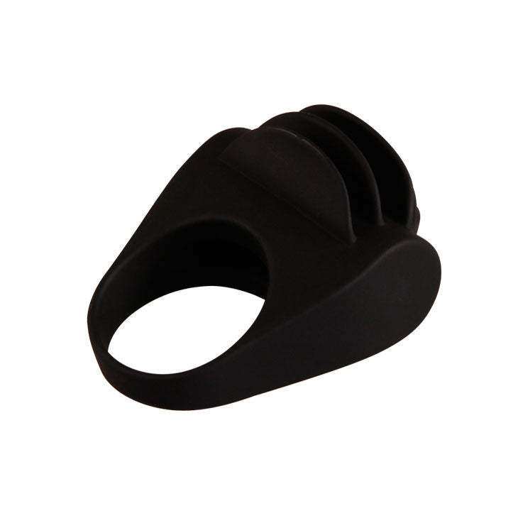 Anillo vibrador negro Pretty Love Chester, diseñado para placer íntimo, con textura y tamaño compactos.