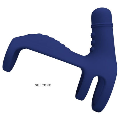 Anillo vibrador azul de la marca PRETTY LOVE MALE con extensión, diseñado para placer masculino, visible en la imagen.