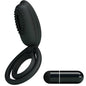 Anillo vibrador PRETTY LOVE Esther con estimulador, diseñado para placer masculino, en color negro y textura suave.