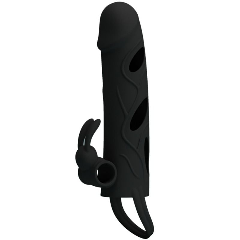 Funda de silicona con vibración para masculino de 14 cm de la marca PRETTY LOVE MALE, muestra la textura y controles en la imagen.