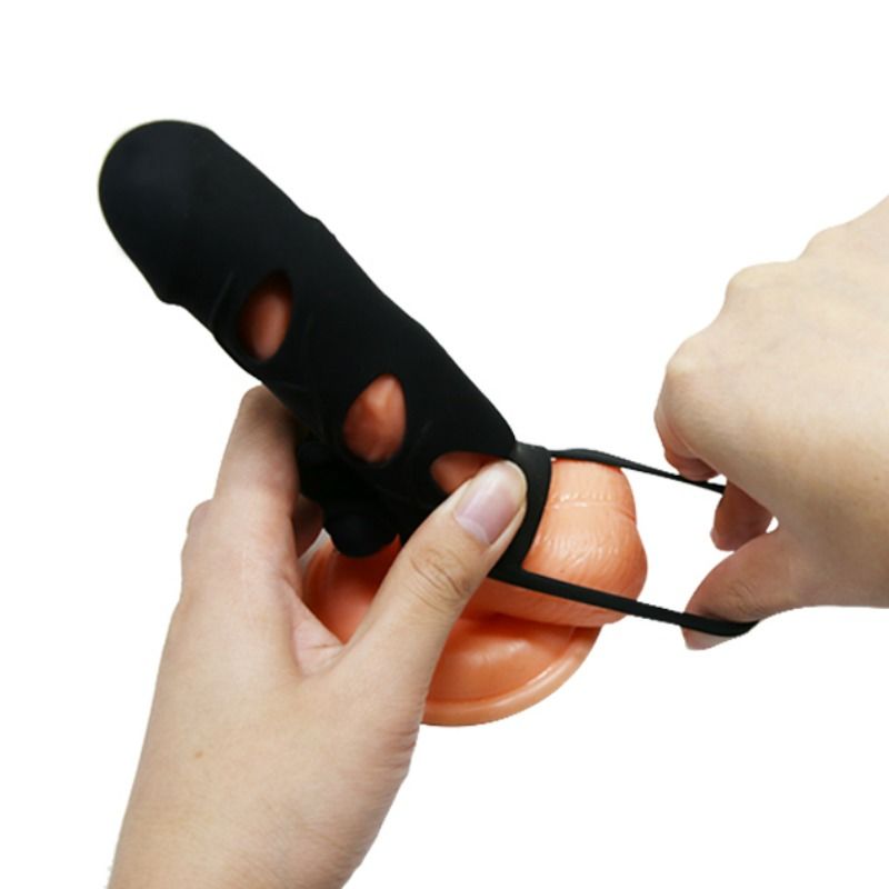Funda de silicona con vibración de 14 cm de la marca PRETTY LOVE MALE, diseñada para estimulación y placer.
