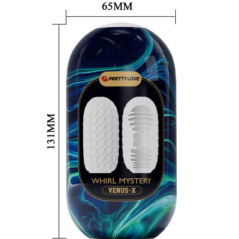 Huevo masturbador Pretty Love Whirl Mystery Venus de la marca Pretty Love Male, con textura y diseño realista para placer masculino.