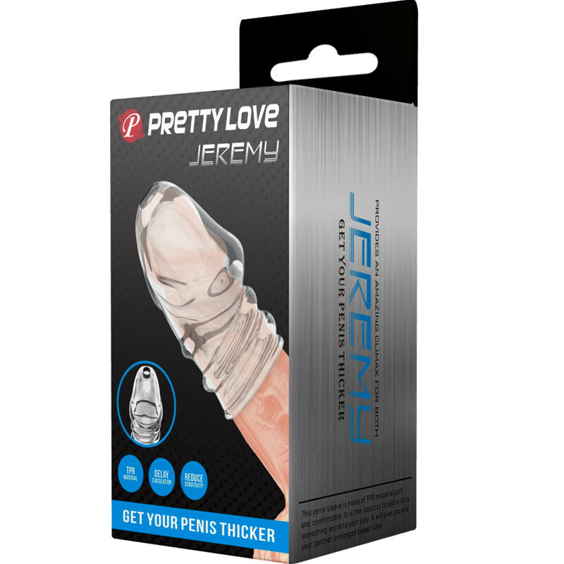 Juguete erótico transparente PRETTY LOVE Jeremy para hombres, con diseño realista y tamaño aumentado.