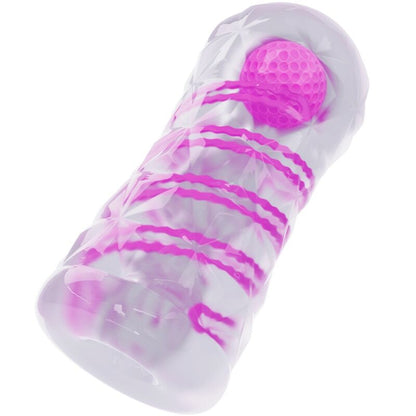 Masturbador masculino Pretty Love Fantasy con espiral interna y bolas transparentes, diseñado para placer y estimulación.