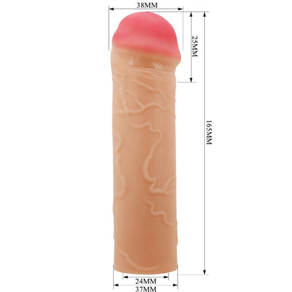 Funda de pene extensora natural PRETTY LOVE MALE, diseñada para aumentar tamaño y comodidad durante su uso.