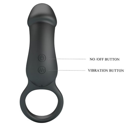 PRETTY LOVE - PORTA ANELL VIBRADOR AMB ESTIMULADOR NEGRE