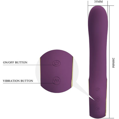 Vibrador recargable lila de la marca PRETTY LOVE SMART, modelo Ethan, con diseño ergonómico y detalles elegantes.